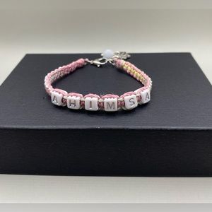 🌟2/$20 💕🌈Pastel Rainbow Hemp “Ahimsa” Bracelet Hamsa Hand and Quartz Charm